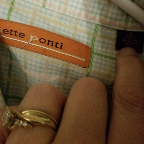 Sette Ponte Mens Plaid Short Sleeve Button Up - Picture 2 of 3